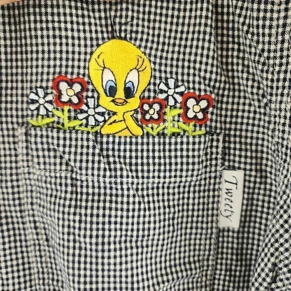Vintage Looney Tunes Tweety Checkered Short Sleeve Button Women's Shirt 18W/20 - Picture 4 of 8